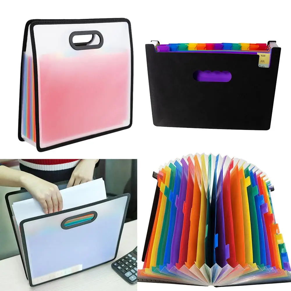 12/24 Pockets Expanding File Folder A4 Organizer Portable Business File