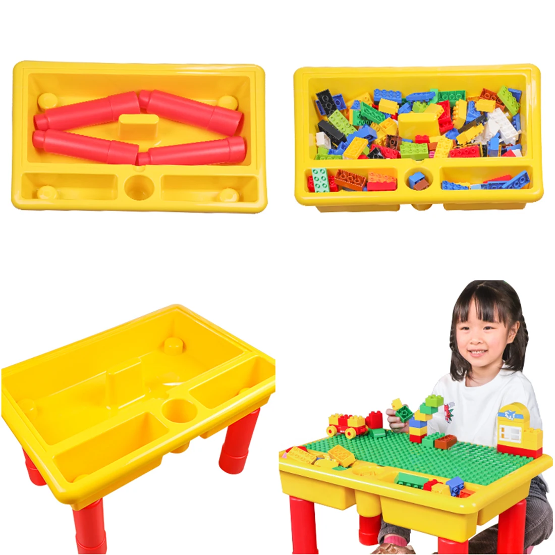  Children Large Particles Multi-Functional Portable Table Building Blocks Study Table Early Educatio