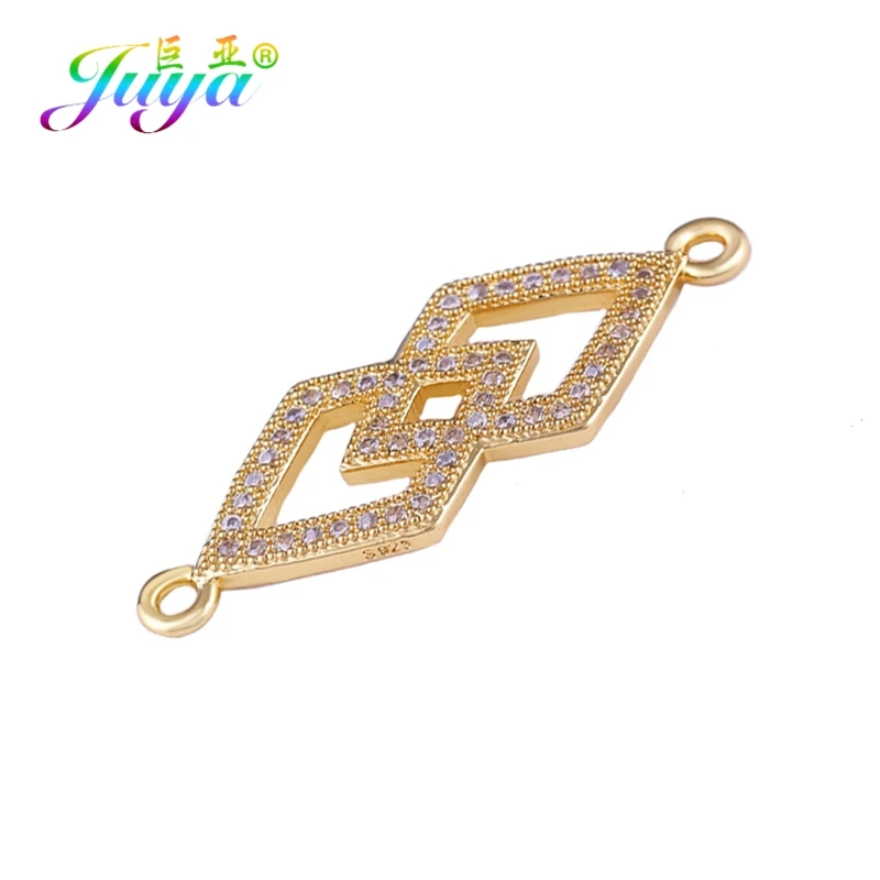 Gold Juya DIY аксессуары для ювелирных изделий Rhombus Бесконечность Крест Шарм Разъемы для ручной работы браслет ожерелье серьги изготовление - Цвет: Gold