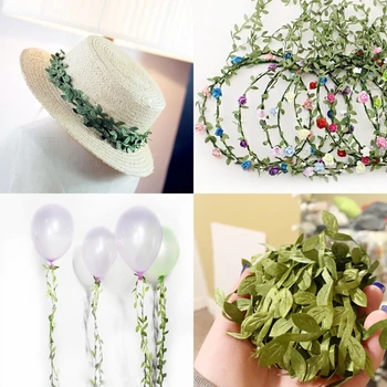

Silk Leaf-Shaped Handmake Artificial Green Leaves for Wedding Decoration DIY Wreath Gift Scrapbooking Craft Fake Flower 10yards