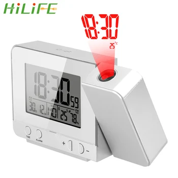 

HILIFE Desk Table Led Clock Projection Alarm Clock Digital Date Snooze Function Multifunction Indoor Temperature Humidity
