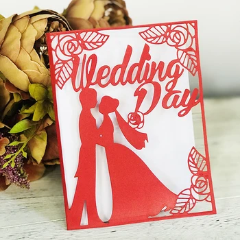 

Wedding Day Flowers Metal Cutting Dies rose Scrapbooking Craft Die Cut For DIY Embossing Paper Card Making With Bride and Groom