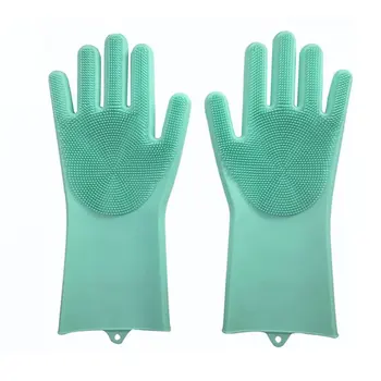 

1 Pair Silicone Cleaning Gloves Multifunction Magic Silicone Dish Washing Gloves For Kitchen Household Silicone Washing Tool