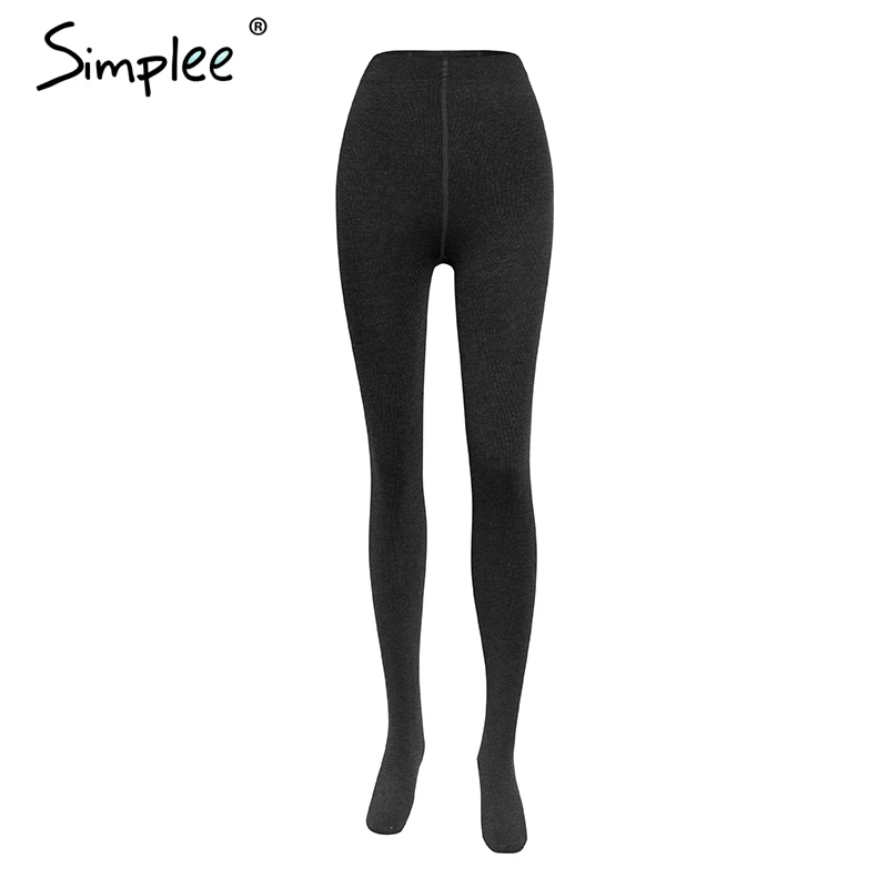 dark grey Simplee Women winter warm leggings Casual knitted slim fit bodycon sweater leggings Streetwear ladies autumn slim pantyhoses - Цвет: dark grey