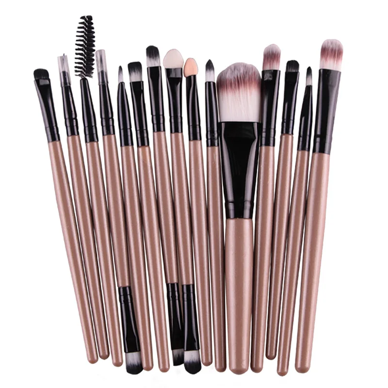 MAANGE 15Pcs Professional Makeup Brushes Set Soft Make Up Brushes for Eyeshadow Foundation Powder Lip Cosmetics Makeup Tools Set - Handle Color: 05-15Pcs