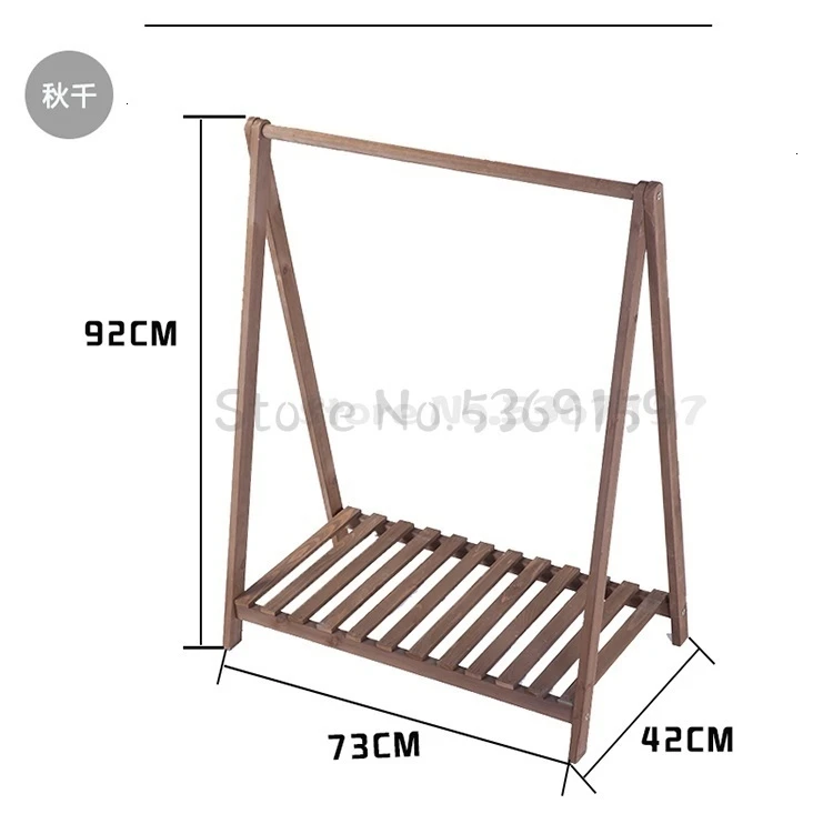 Solid Wood Balcony Indoor and Outdoor Green Sorrel Succulent Flower Shelf Living Room Floor Anti-corrosion Wood Pot Rack