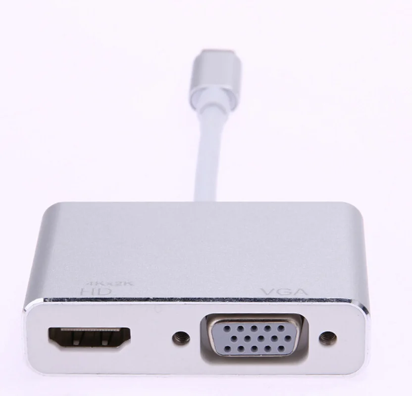 USB C к адаптер HDMI VGA type 4K Thunderbolt 2 в 1 для samsung Galaxy S10/S9/S8 huawei mate 20/P30 Pro HDMI| |