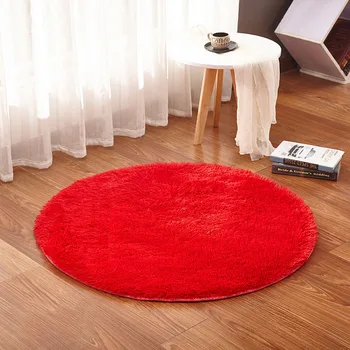 

Plush Soft Round Carpet Solid Color Living Room Bedroom Rug Children Play Area Decor Slip Resistant Mats Warm Floor Rugs