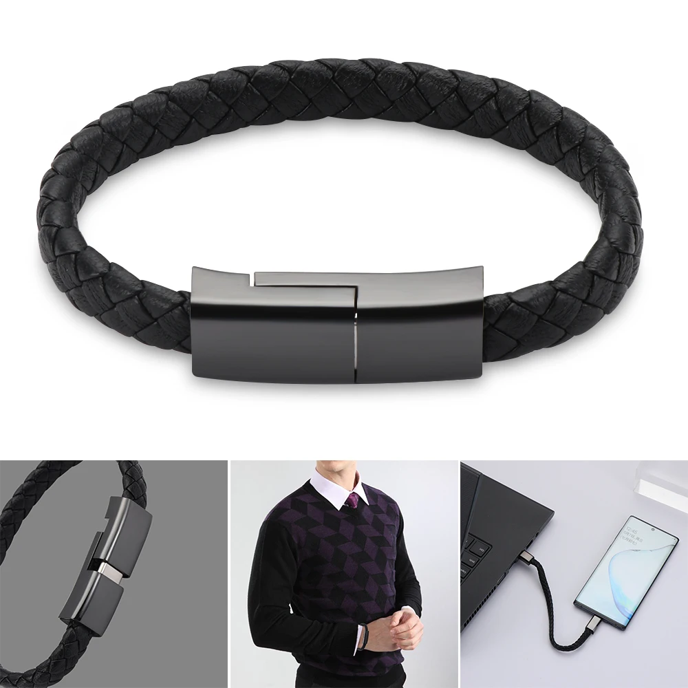1 шт. модный новый кожаный браслет с Micro USB Type C синхронизация данных Быстрая