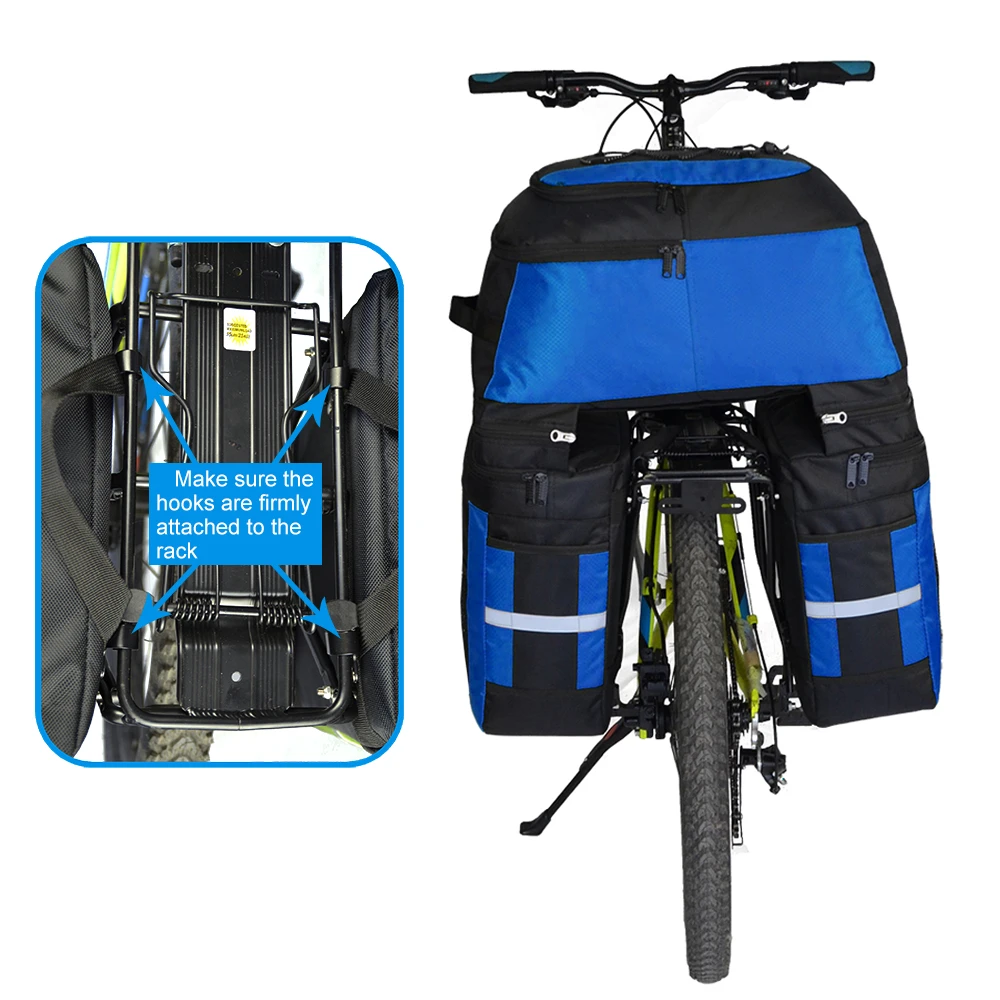 

Multifunction 70L MTB Bicycle Bag Back Seat Double Side Bags with Rain Cover Light Reflective Tape Bike Bag Cycling Bag