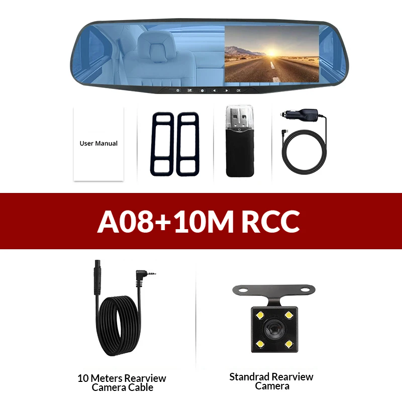 TOSPRA Full HD 1080P Автомобильный видеорегистратор Камера авто 4,3 дюймов зеркало заднего вида Автомобильная камера Dashcam цифровой авто рекордер двойной объектив