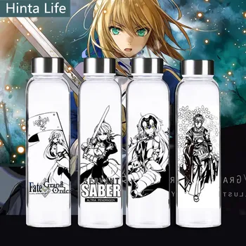 

Japanese Anime Fate Grand Order Glass Cup Jeanne D'Arc Cartoon Figure Water Bottle Anime Around