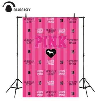 

Allenjoy victoria secret backdrop photography pink stripes sweet 16 girl birthday party banner background photocall photobooth