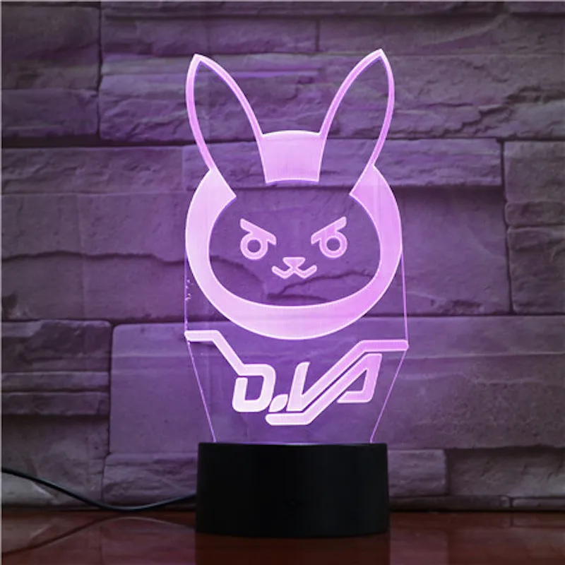 Игра Overwatch D. Va Hana Song детский Ночной светильник светодиодный сенсорный датчик декоративный светильник для спальни праздничный подарок OW 3d ночник Dva прикроватный - Испускаемый цвет: D.Va