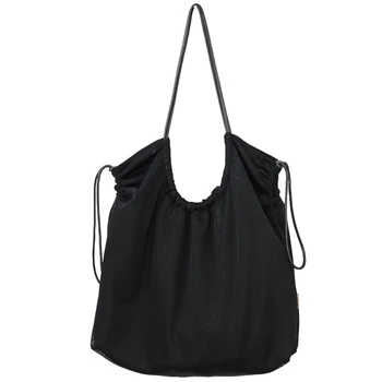 

Handbags Foldable Nylon Ladies Shoulder Bags Women Tote Bag Hollow Out Female Large Capacity Shopping Bags Big Bolsas