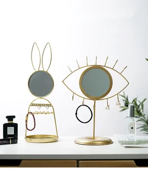 

1PC Nordic Makeup Vanity Mirror Hook Desk Mirror Women Beauty Makeup Mirrors Bedroom Decors Jewelry Storage Rack Shelf JL 298