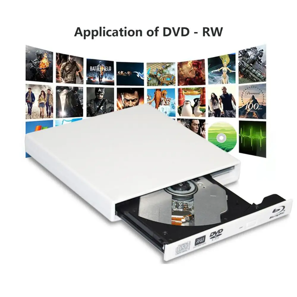 Внешний BluRay DVD привод горелки USB2.0 файлы для CD/DVD+/-RW Блю-Рей проигрыватель для Mac MacBook Pro ноутбуки Linux ОС Windows 7/8/10