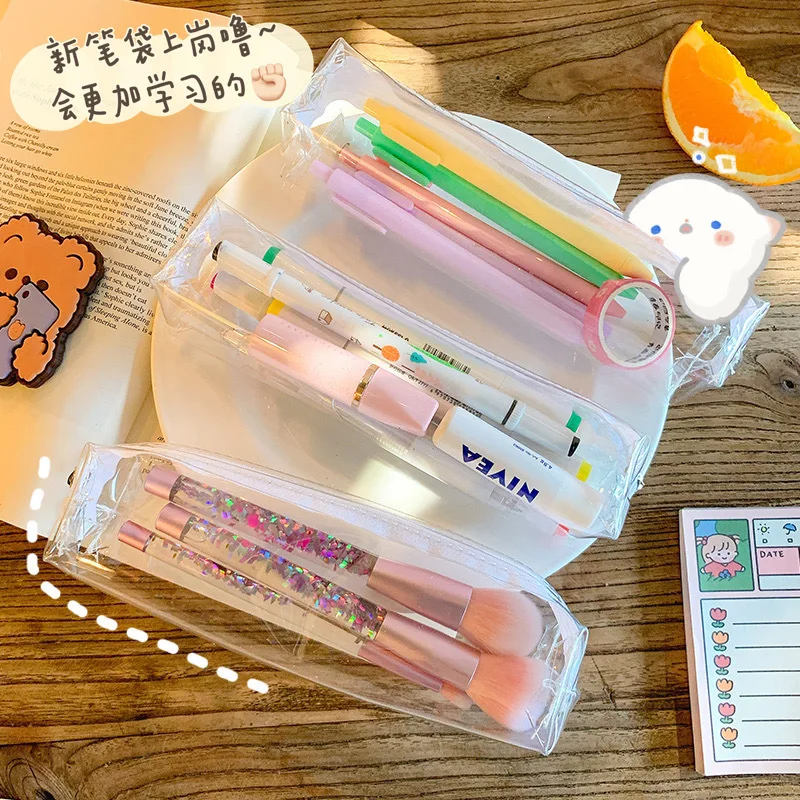 Travel Transparent Makeup Bag Simple Toiletry Case Women Clear Pencil Case Brush Organizer Pouch Men Toothbrush Bags Unisex cosmetic bag toilettry bag makeup bag cosmetic case