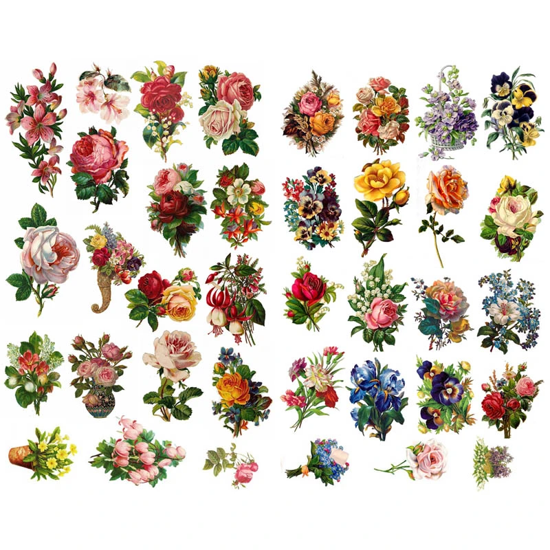 1 pcs spring floral bouquet flowers decor precut aesthetic book journal stickers scrapbooking planner sticker paper flakes vv assorted stickers aliexpress