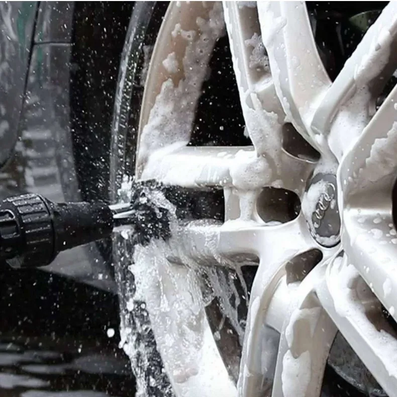 

Car Handle Washing Brush Clean Tools Water-driven Rotating Cleaning Brush For Car Motorcycle Bicycle Wheel Tire Rim Brush