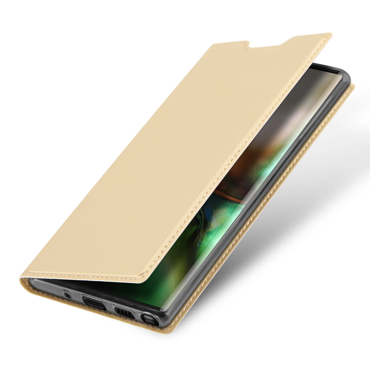 Для samsung Galaxy Note 10 9 A30 A50 A70 S9 S10 Note10 Plus M30 5G Магнитный ультратонкий простой кожаный флип чехол-бумажник для телефона с отделениями для карт чехол - Цвет: Золотой