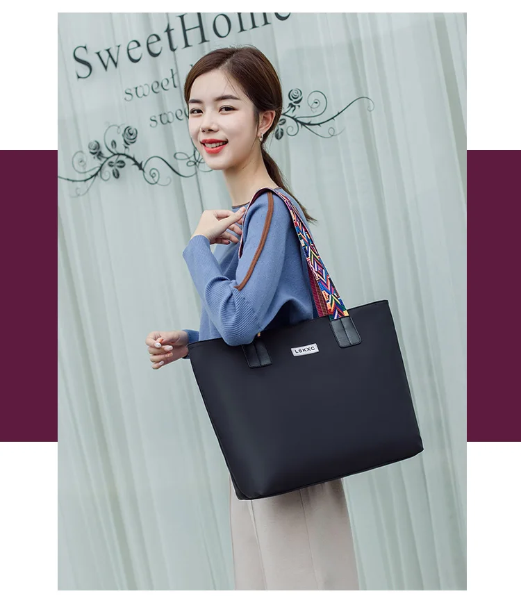 LSKXC2019 new Korean Oxford nylon waterproof canvas shoulder bag simple large capacity tote bag women's bag906