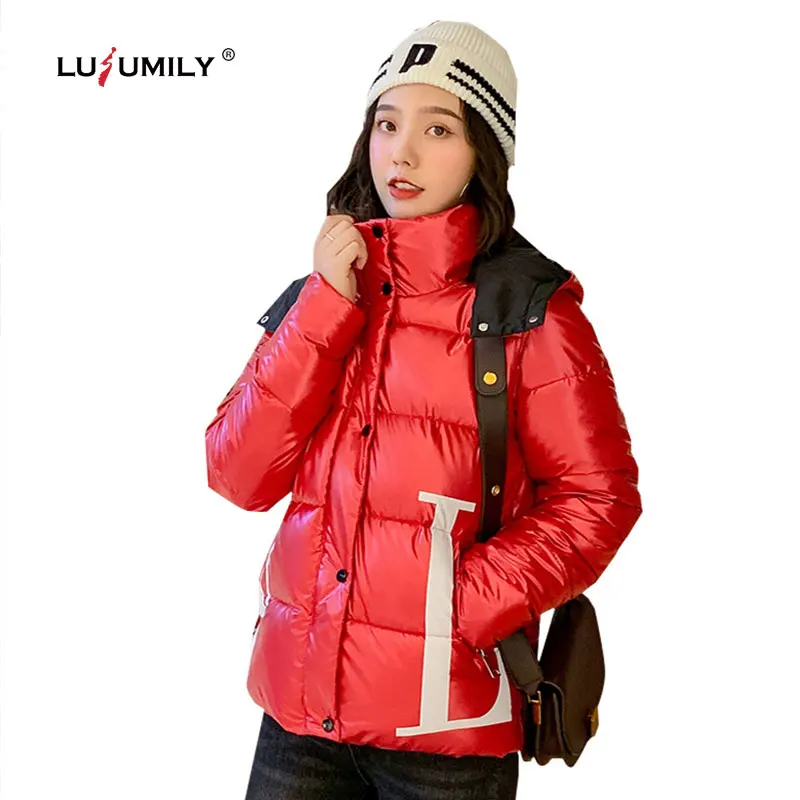 

Lusumily 2019 Winter Down Jacket Women White Duck Down Hooded Waterproof Loose Coat Female Thicken Warm Cotton Padded Parkas