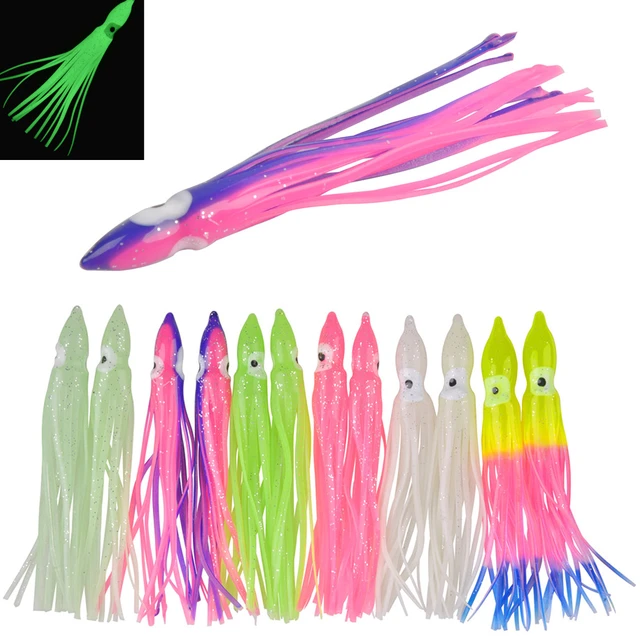 60Pcs Octopus Squid Skirt Lures Soft Bait Saltwater Fishing Lures 4-12CM