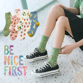 

NEW Fruit Cartoon Korean Kawaii Summer Cute Gifts for Women Cotton Socks Fashions Winter Harajuku Streetwear Casual Woman Socks