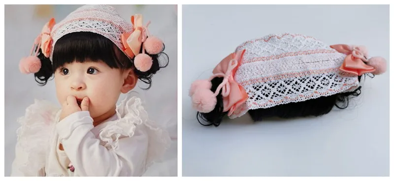 Изысканная эластичная повязка на голову с бантом для маленьких девочек; элегантная лента для волос; кружевной парик принцессы с цветами; головные уборы; аксессуары для волос - Цвет: 2