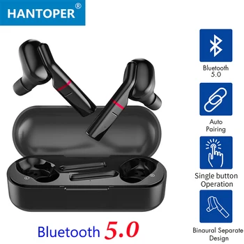 

HANTOPER TWS True Wireless Bluetooth 5.0 Earphone Noise Cancel Headset Handsfree With Mic Stereo Bass earbuds For all Phone
