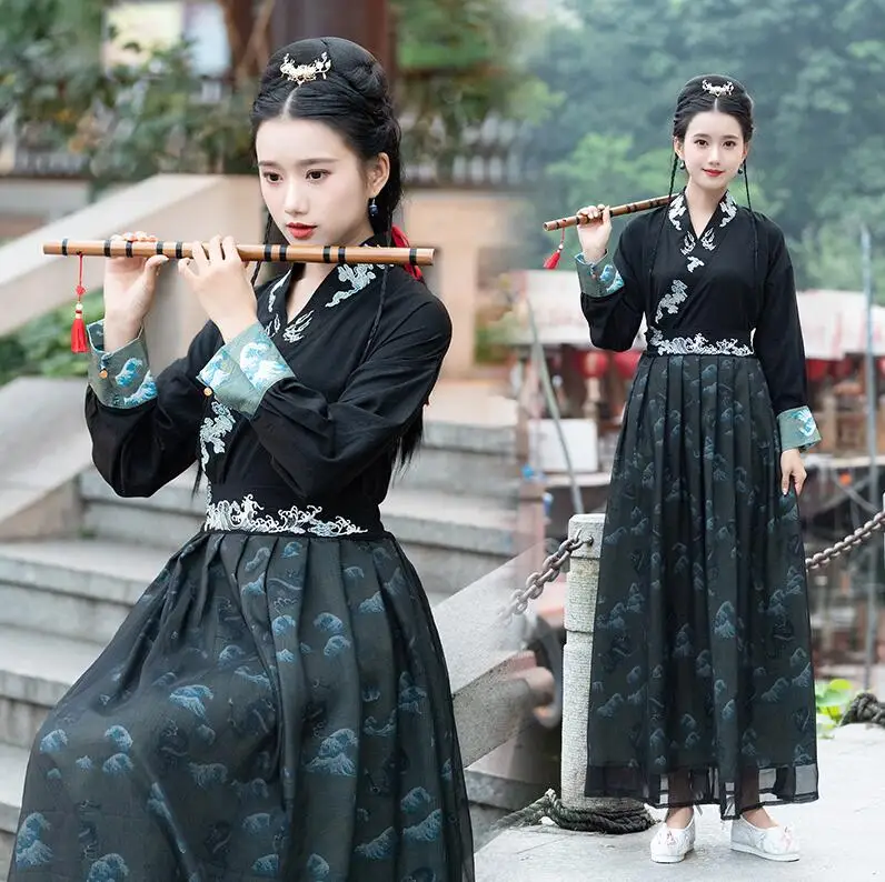 #^Special Price Chinese traditionele Oude studenten dagelijkse toevallige formele vieren geborduurd lange mouwen martial arts stijl jas + rok