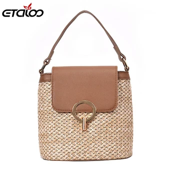 

Small Straw Bucket Bags 2020 Crossbody Bags Lady Travel Purses and Handbags Female Shoulder Messenger Bag Women's Shoes