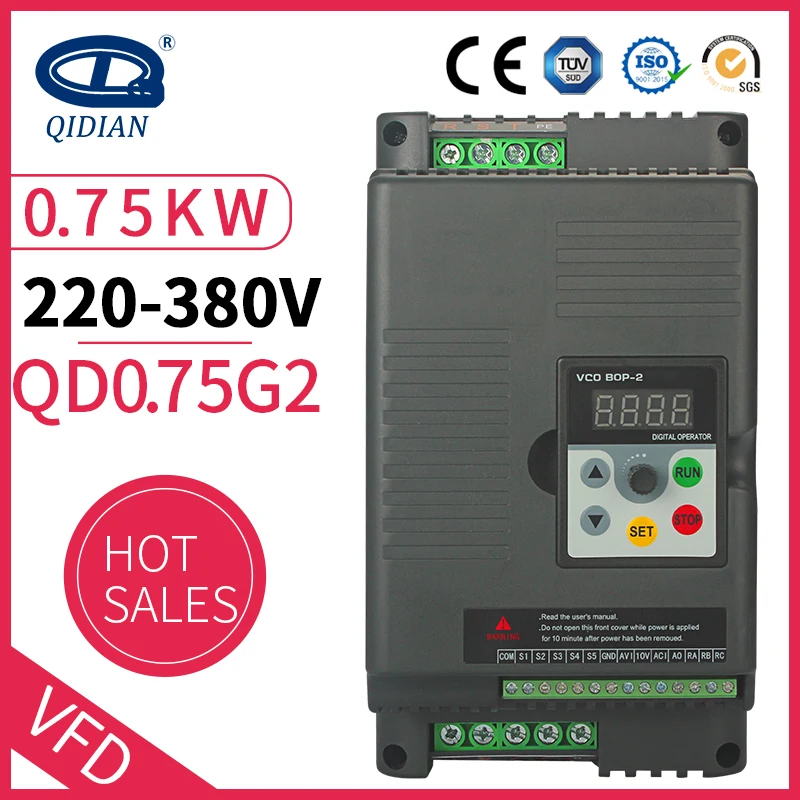 QD350 1P 220V вход 3P 380V Выход VFD инвертор 0 75 кВт 1HP преобразователь частоты привод