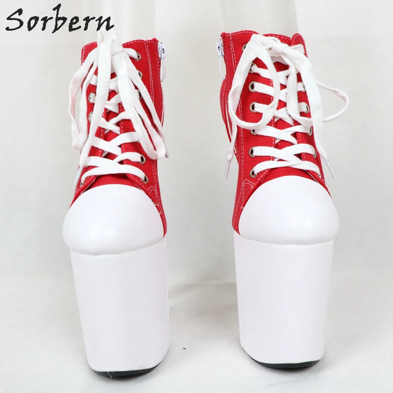 Sorbern парусиновые ботильоны обувь для танцев на шесте, экзотическая обувь для танцев на шесте ботинки на очень высоком каблуке 20 см 8 дюймов Фетиш обувь Новинка года