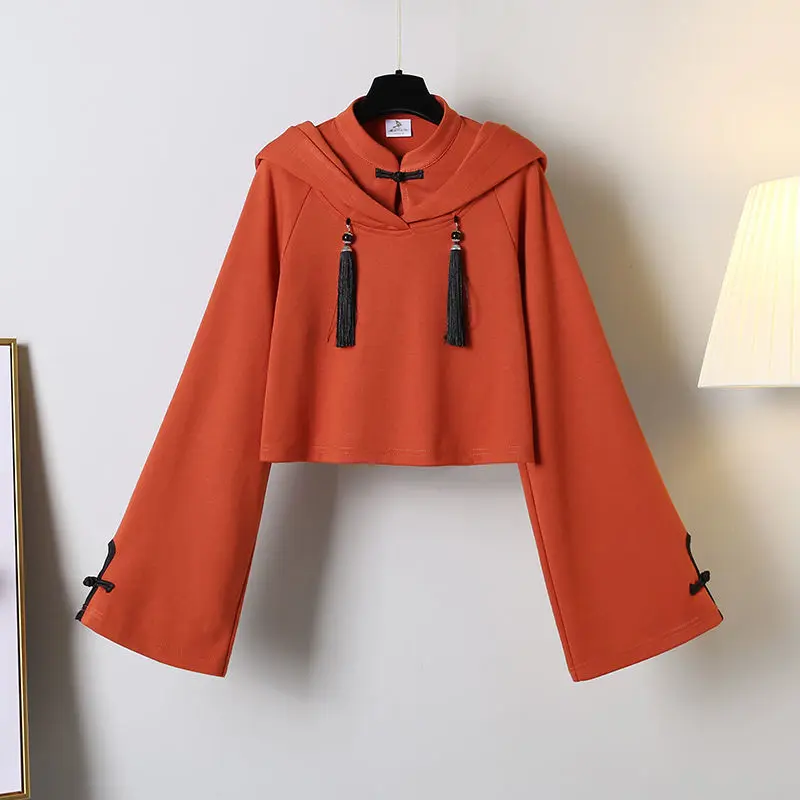 Women's Spring Chinese Style Suit Sweatshirt + Long Skirt Two-piece Suit Hoodies Causal Ladies Clothing