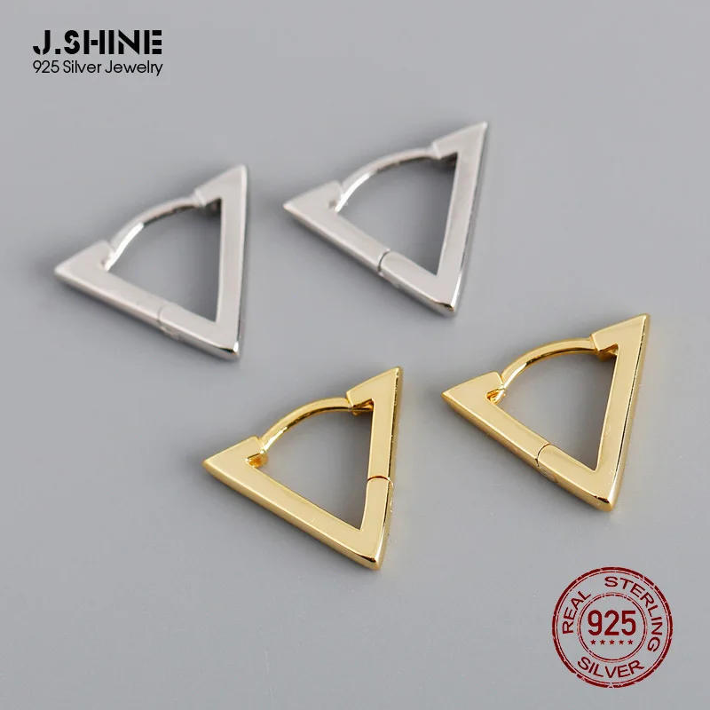 JShine Trendy Minimalist Triangle S925 Sterling Silver Earrings Geometry Small Ear Buckle Simple Fashion Fine Accessories | Украшения и
