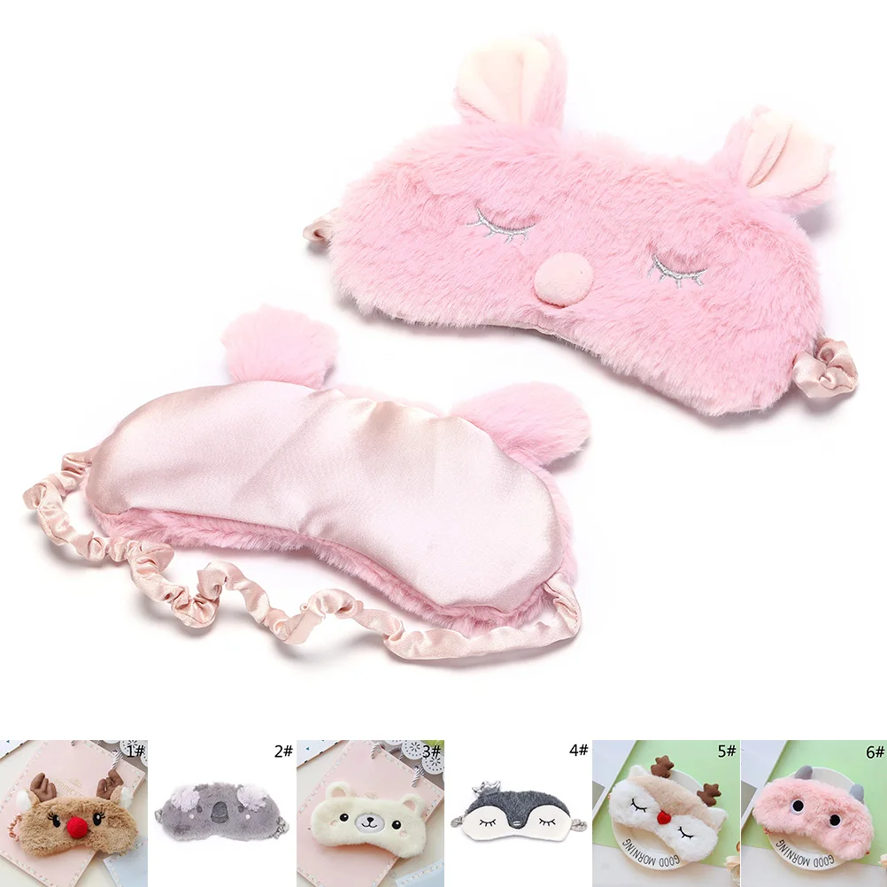 New Selling Nap Cartoon Plush Mask Bandage on Eyes for Sleeping Eye Shade Sleep Mask Cut Koala/bunny Sleeping Eye Mask Black