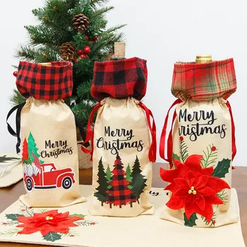 

Christmas Wine Bottle Cover Santa Claus Wine Bottle Cover Christmas Decorations for Home New Year Xmas Dinner Party Table Decor