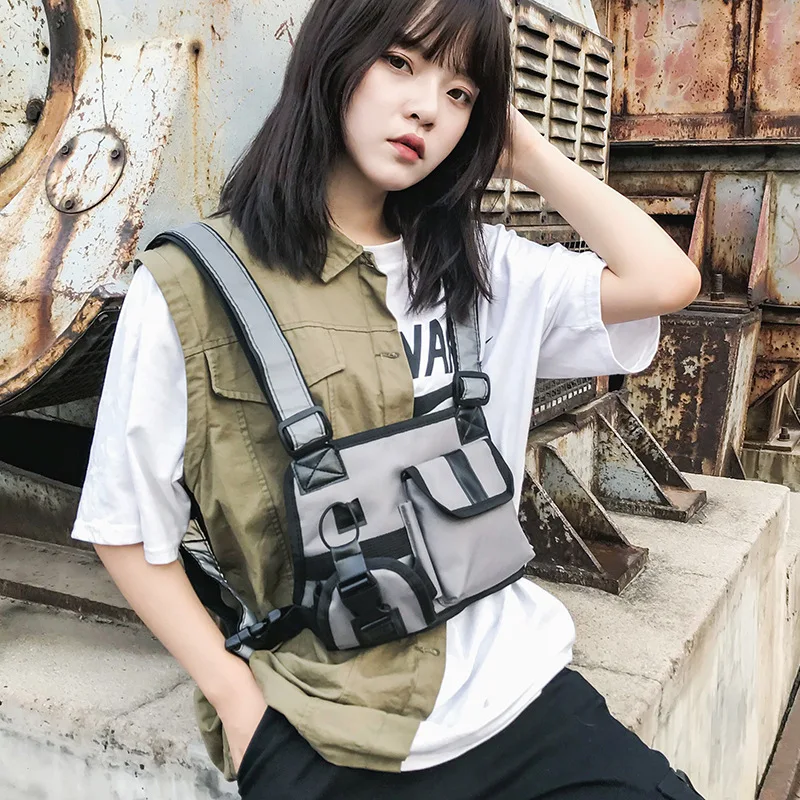 Weysfor Functional Tactical Outdoor Chest Bag Fashion Bullet HipHop Vest Streetwear Bag Waist Pack Men Women Black Chest Rig Bag