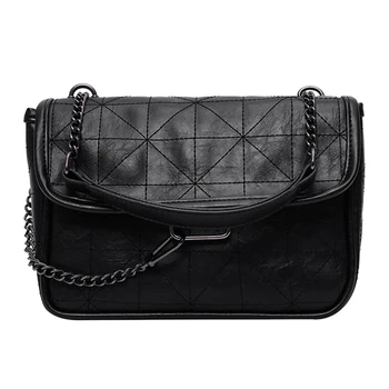 

Women Fashion Retro Shoulder Bags PU Leather Female Messenger Handbag Solid Color Chain Casual Crossbody Bag 2020 Korean Version