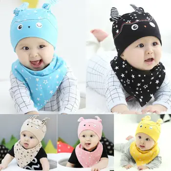 

Infant Baby Girls Boys Toddler Infant Star Hat Cap Bonnet Beanie Scarf Head Neck Wrap Bibs Burp Clothes Hat Set For Toddler Kids