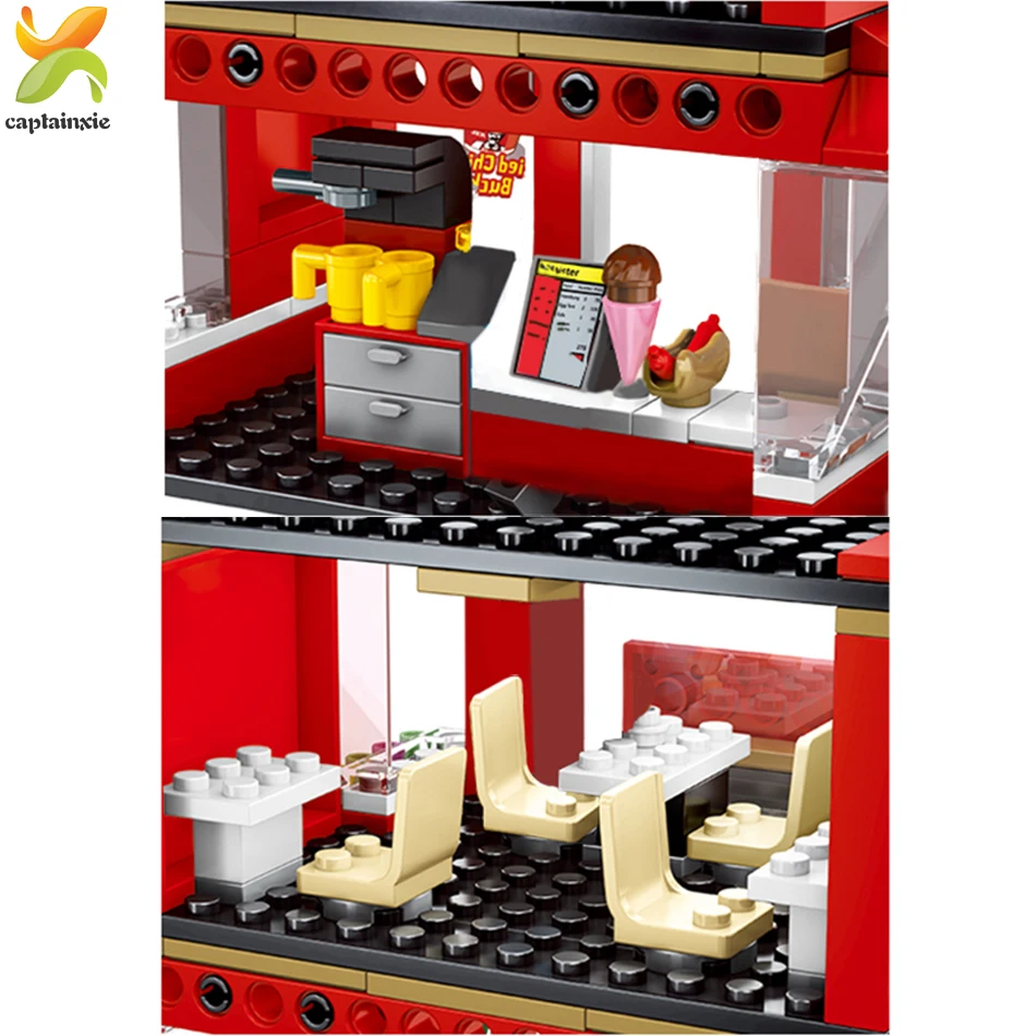 282pcs City Street Fast Food Restaurant Building Block Brick Model Figure Toy BN for sale online 