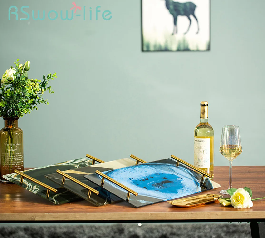 

46*27cm European Rectangular Trays Home Jewelry Storage Tray Cake Dessert Food Tray Home Storage Ornaments Trays