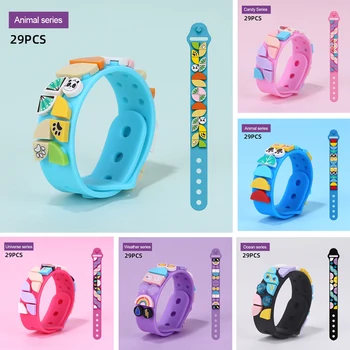 

Creative DIY Dots Bricks Kids Block Bracelet Wristband Adjustable Length Educational Building Blocks Toys For Girls Boys Gifts