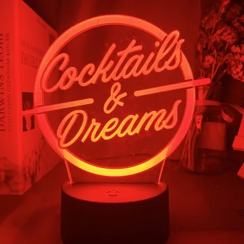 

Touch Sensor Sign Cocktails & Dreams Nightlight for Bar Decor Acrylic Laser Engraving Usb Battery Desk Lamp Led Night Light