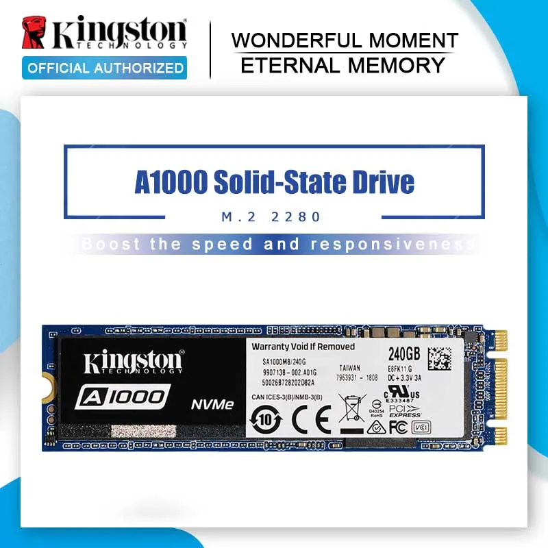 Kingston A1000 NVMe M.2 2280 SATA SSD 120 ГБ 240 ГБ 480 ГБ 960 ГБ Внутренний твердотельный диск Жесткий диск SFF для ПК ноутбука ультрабука