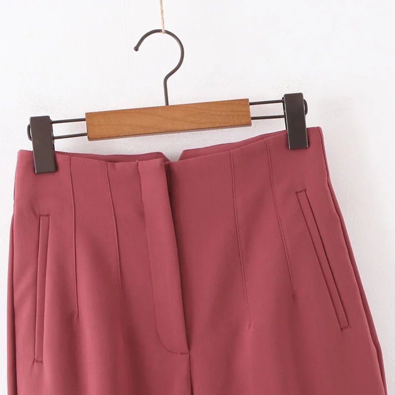 Fandy lokar повседневные тонкие однотонные брюки женские модные прямые брюки женские элегантные брюки с карманами длиной до щиколотки женские брюки KK