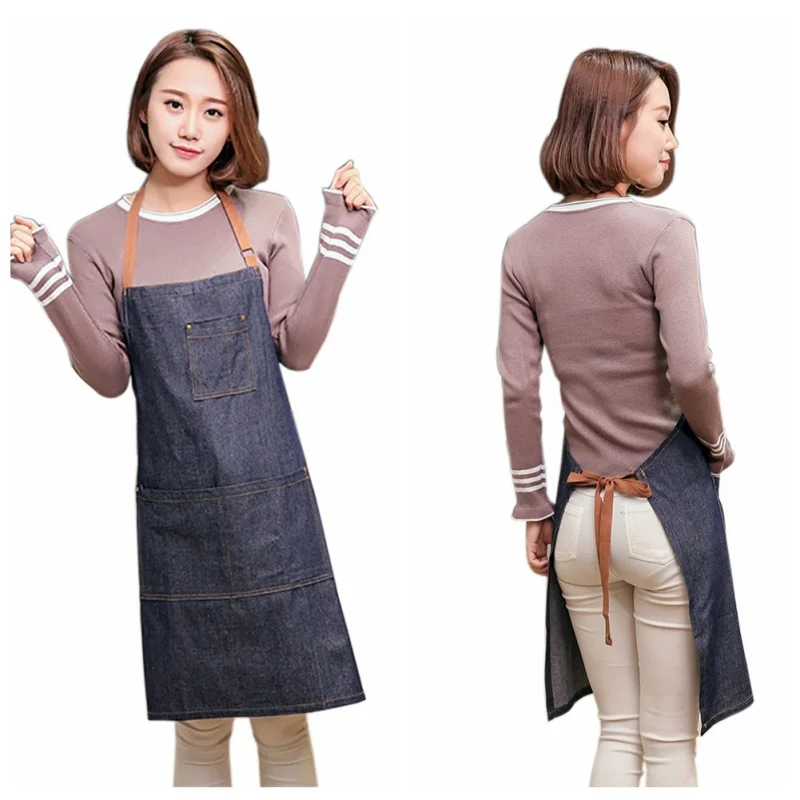 ♕S-Aprons джинсовая простая форма против загрязнений Унисекс Взрослые Женские