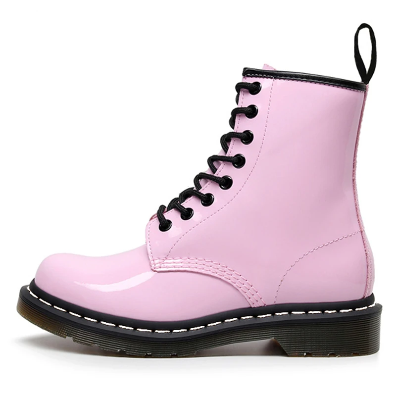 Botas de cuero genuino Mujer, botines rosas motocicleta, zapatos para Primavera, otoño e invierno, 2022|Botas el tobillo| - AliExpress